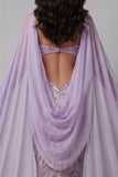Lilac Spaghetti Straps Mermaid Cut Out Sequins Long Pageant Dress
