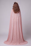 Sweetheart Blush Mermaid Floral Ruffled Sequins Long Pageant Dress with Cape