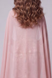 Sweetheart Blush Mermaid Floral Ruffled Sequins Long Pageant Dress with Cape