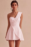 White One Shoulder A-Line Bridal Shower Dress
