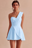 White One Shoulder A-Line Bridal Shower Dress