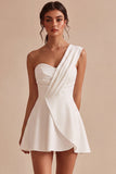 White One Shoulder A-Line Bridal Shower Dress