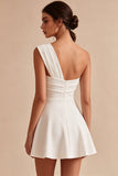 White One Shoulder A-Line Bridal Shower Dress