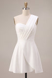 White One Shoulder A-Line Bridal Shower Dress