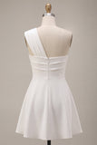 White One Shoulder A-Line Bridal Shower Dress