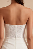 Strapless White Bodycon Mini Bridal Shower Dress with Lace