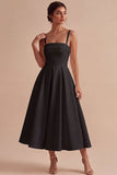 White A-Line Spaghetti Straps Elegant Midi Engagement Dress