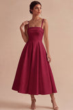 White A-Line Spaghetti Straps Elegant Midi Engagement Dress