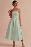 White A-Line Spaghetti Straps Elegant Midi Engagement Dress