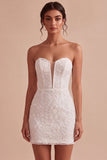Sweetheart White Floral Bodycon Bridal Shower Dress