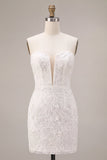 Sweetheart White Floral Bodycon Bridal Shower Dress