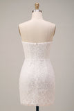 Sweetheart White Floral Bodycon Bridal Shower Dress