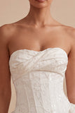 Sweetheart White A-Line Corset Floral Ruffled Bridal Shower Dress