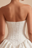 Sweetheart White A-Line Corset Floral Ruffled Bridal Shower Dress