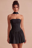 Strapless Corset A-Line Bridal Shower Dress with a Neck Scarf