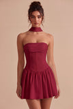 Strapless Corset A-Line Bridal Shower Dress with a Neck Scarf