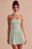 Strapless Corset A-Line Bridal Shower Dress with a Neck Scarf