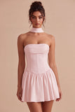 Strapless Corset A-Line Bridal Shower Dress with a Neck Scarf