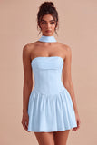 Strapless Corset A-Line Bridal Shower Dress with a Neck Scarf