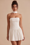 Strapless Corset A-Line Bridal Shower Dress with a Neck Scarf