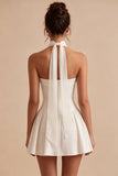 Strapless Corset A-Line Bridal Shower Dress with a Neck Scarf
