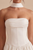 Strapless Corset A-Line Bridal Shower Dress with a Neck Scarf