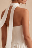 Strapless Corset A-Line Bridal Shower Dress with a Neck Scarf