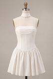 Strapless Corset A-Line Bridal Shower Dress with a Neck Scarf