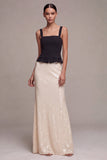 Black and White Mermaid Square Neck Sequins Long Formal Dress