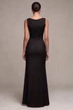 Black Cowl Neck Mermaid Sleeveless Long Formal Dress