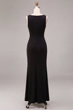 Black Cowl Neck Mermaid Sleeveless Long Formal Dress