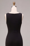 Black Cowl Neck Mermaid Sleeveless Long Formal Dress