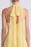 Daffodil Strapless A-Line Chiffon Long Bridesmaid Dress with 3D Flowers