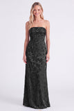 Sage Strapless Floral Mermaid Long Bridesmaid Dress