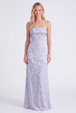 Sage Strapless Floral Mermaid Long Bridesmaid Dress