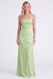 Sage Strapless Floral Mermaid Long Bridesmaid Dress