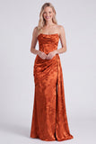 Satin Sage Strapless Ruched Mermaid Floral Long Bridesmaid Dress with Sash