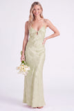 Mermaid Daffodil Floral Spaghetti Straps Keyhole Long Bridesmaid Dress