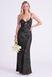 Mermaid Daffodil Floral Spaghetti Straps Keyhole Long Bridesmaid Dress