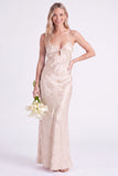 Mermaid Daffodil Floral Spaghetti Straps Keyhole Long Bridesmaid Dress