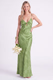Mermaid Daffodil Floral Spaghetti Straps Keyhole Long Bridesmaid Dress