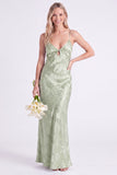 Mermaid Daffodil Floral Spaghetti Straps Keyhole Long Bridesmaid Dress