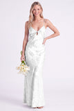 Mermaid Daffodil Floral Spaghetti Straps Keyhole Long Bridesmaid Dress