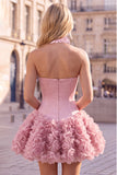 Strapless Rose Corset Bubble Hem Floral A-Line Short Homecoming Dress
