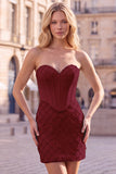 Sweetheart Blue Corset Bodycon Beaded Short Homecoming Dress