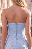 Sweetheart Blue Corset Bodycon Beaded Short Homecoming Dress
