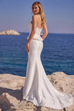 White Strapless Corset Satin Long Mermaid Wedding Dress