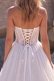 White Sweetheart A-Line Corset Basque Waist Long Wedding Dress