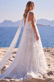 White Corset Tulle A-Line Sweetheart Appliqued Floral Long Wedding Dress