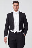 Black Peak Lapel 3 Piece Single Breasted Men's Prom Suits